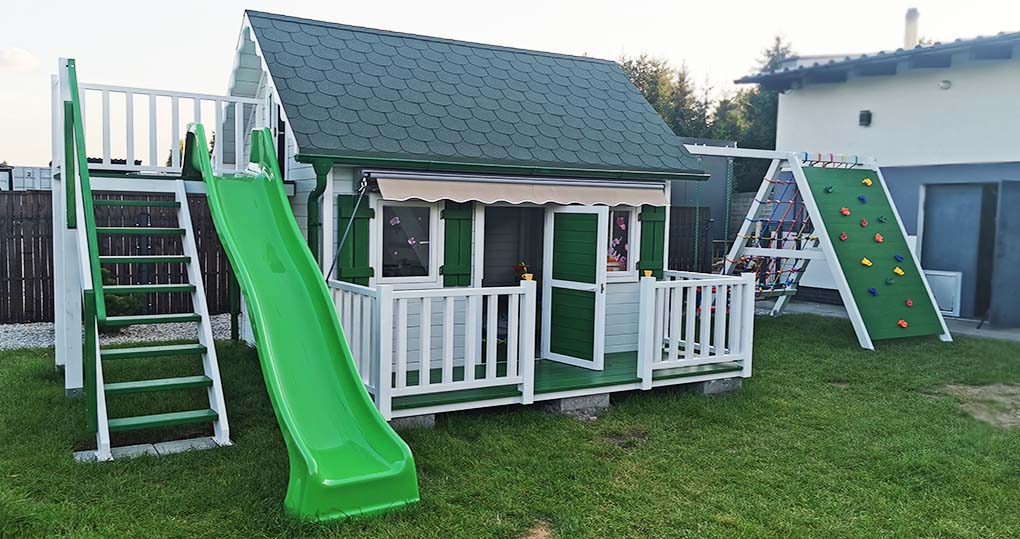 domek-dla-dzieci domek dla dzieci z tarasem i huśtawką