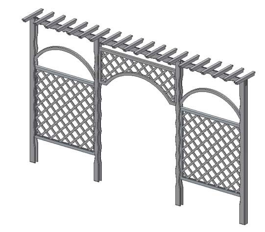 przykład pergoli pergola modułowa z górnym wykończeniem listwowym